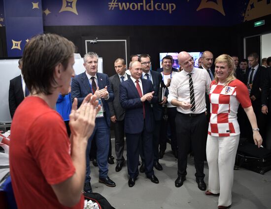 President Vladimir Putin and Prime Minister Dmitry Medvedev attend World Cup final match