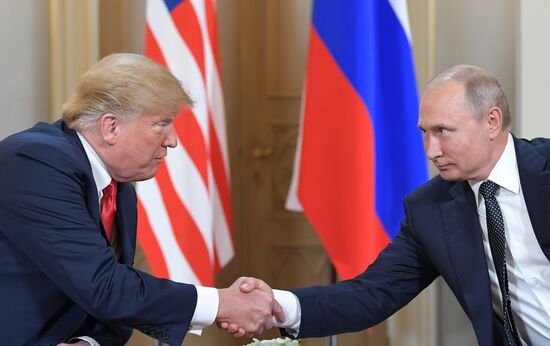 Russian President Vladimir Putin and US President Donald Trump meet in Helsinki