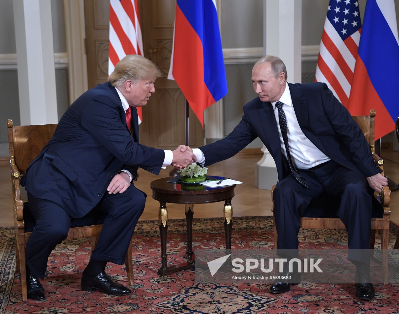 Russian President Vladimir Putin and US President Donald Trump meet in Helsinki