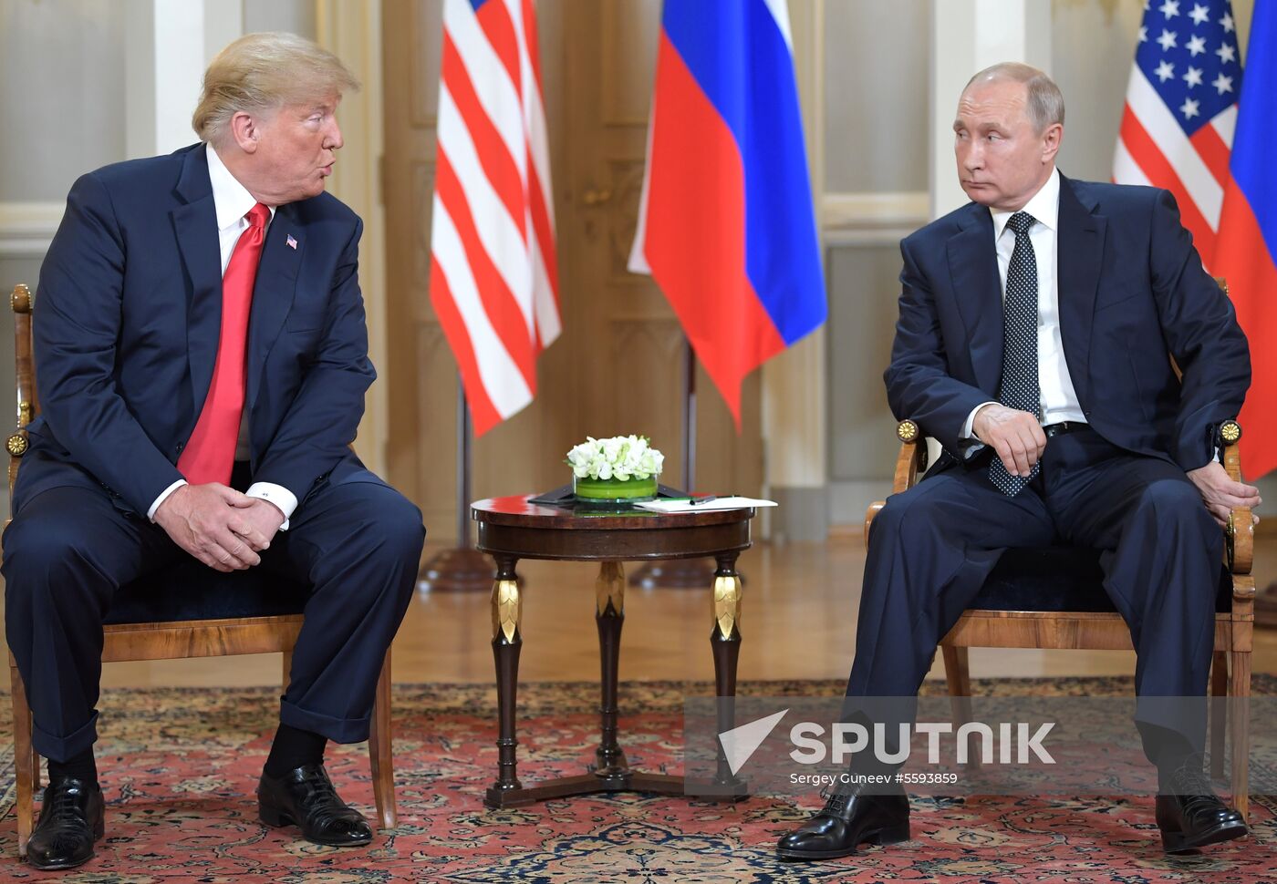 Russian President Vladimir Putin and US President Donald Trump meet in Helsinki