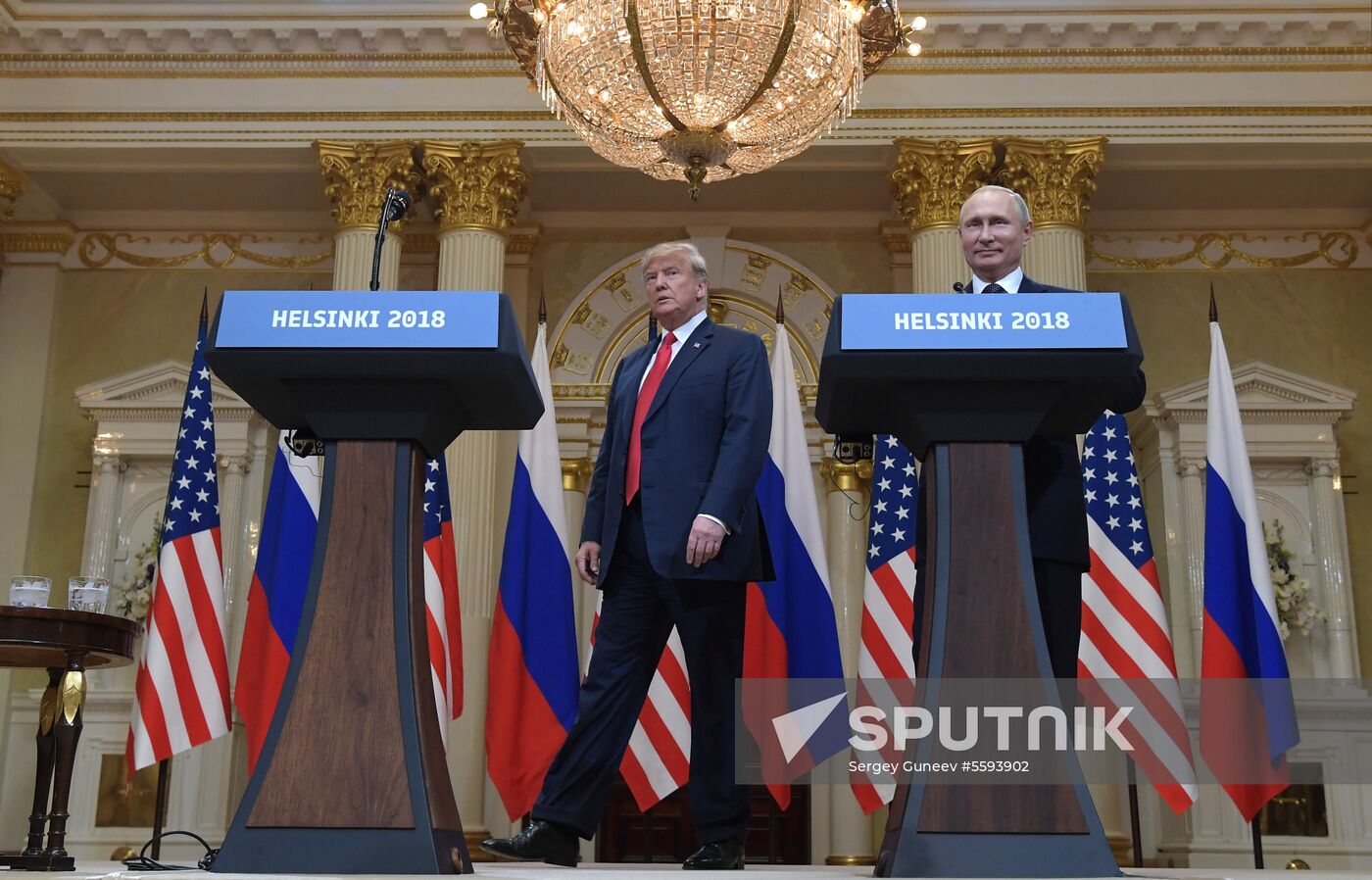 Russian President Vladimir Putin and US President Donald Trump meet in Helsinki