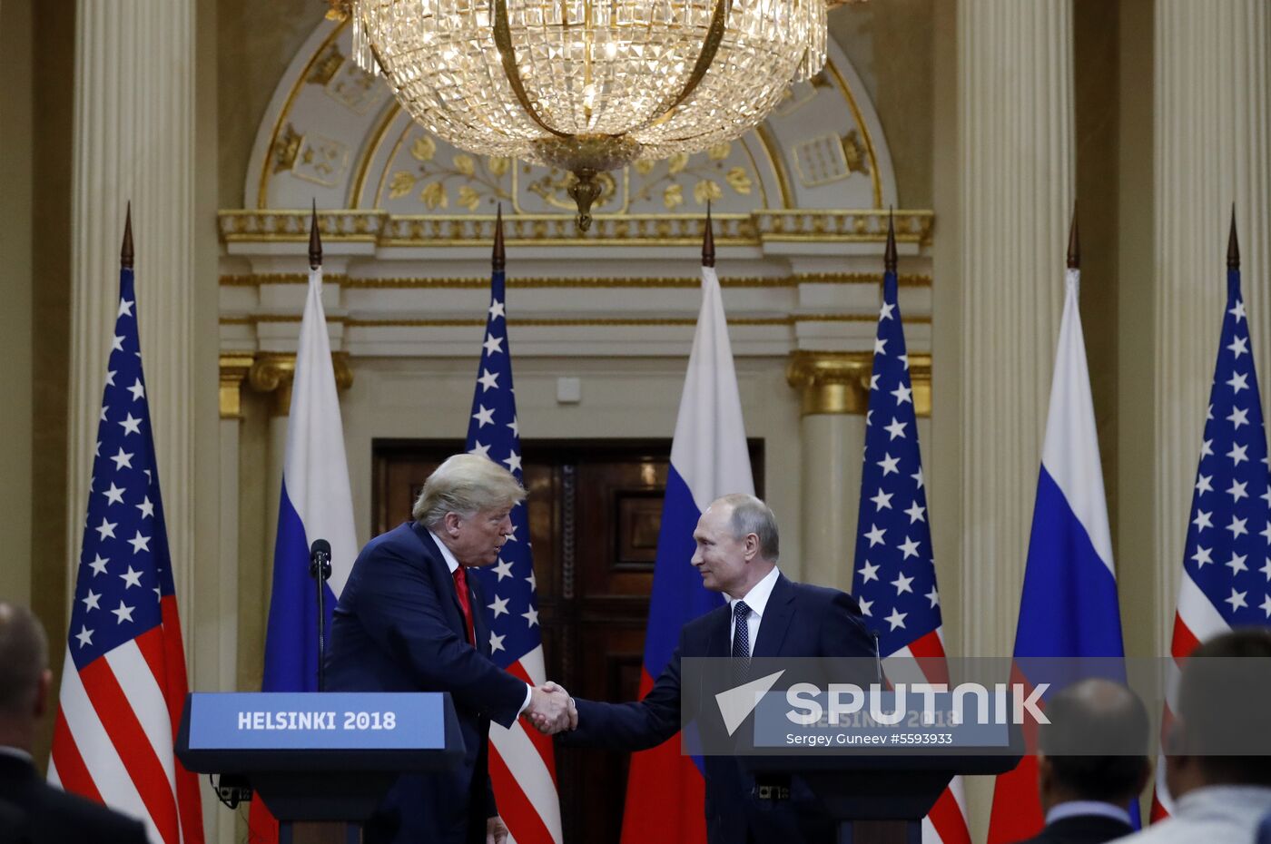 Russian President Vladimir Putin and US President Donald Trump meet in Helsinki