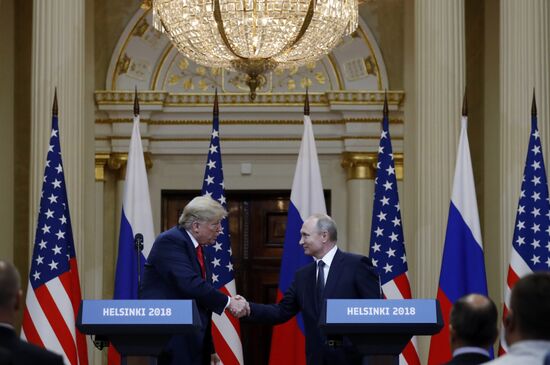 Russian President Vladimir Putin and US President Donald Trump meet in Helsinki