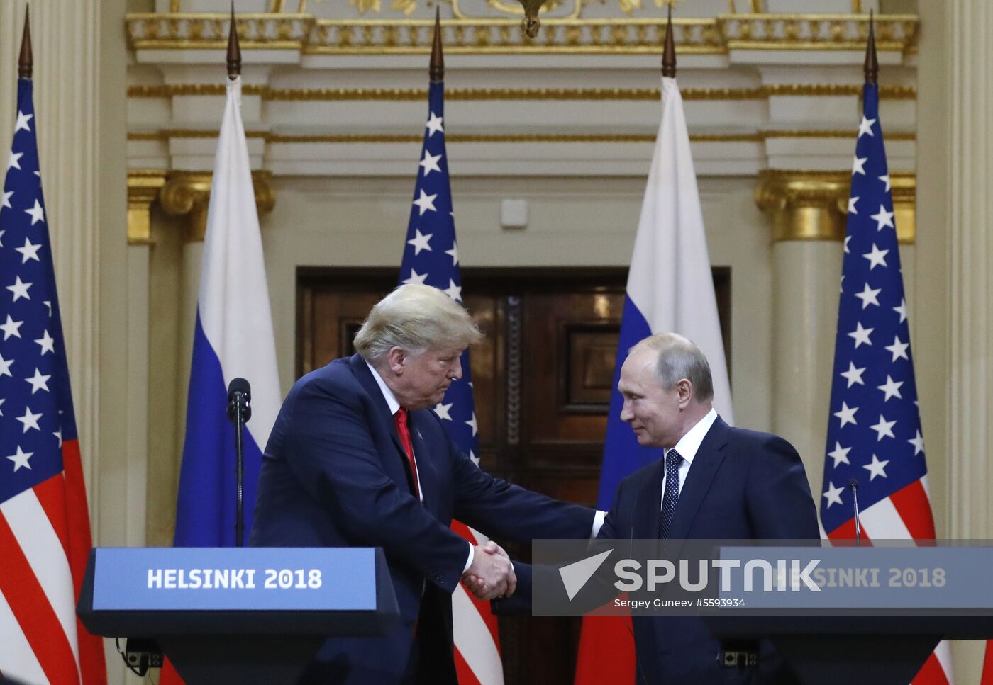 Russian President Vladimir Putin and US President Donald Trump meet in Helsinki