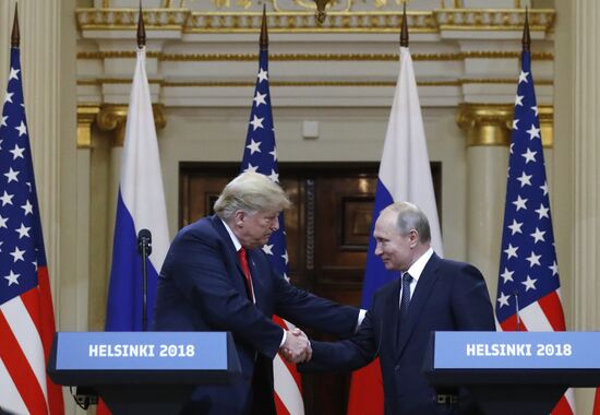 Russian President Vladimir Putin and US President Donald Trump meet in Helsinki