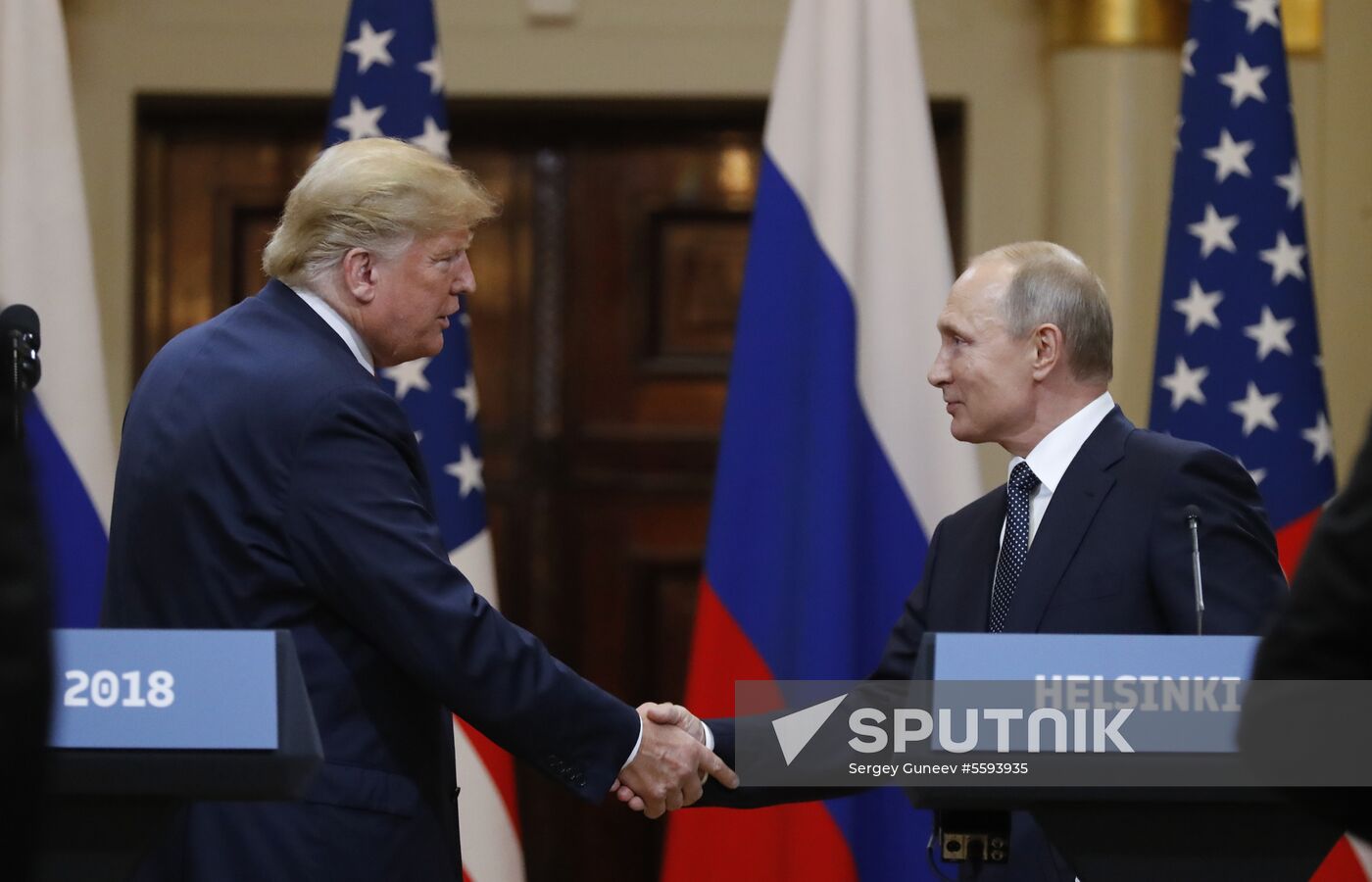 Russian President Vladimir Putin and US President Donald Trump meet in Helsinki