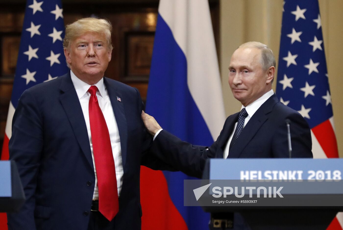 Russian President Vladimir Putin and US President Donald Trump meet in Helsinki