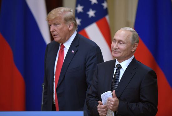 Russian President Vladimir Putin and US President Donald Trump meet in Helsinki