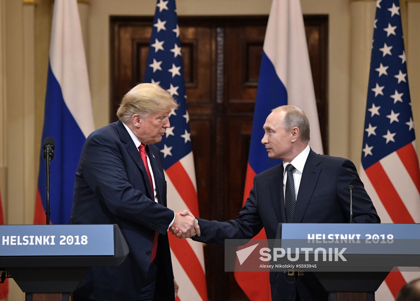 Russian President Vladimir Putin and US President Donald Trump meet in Helsinki