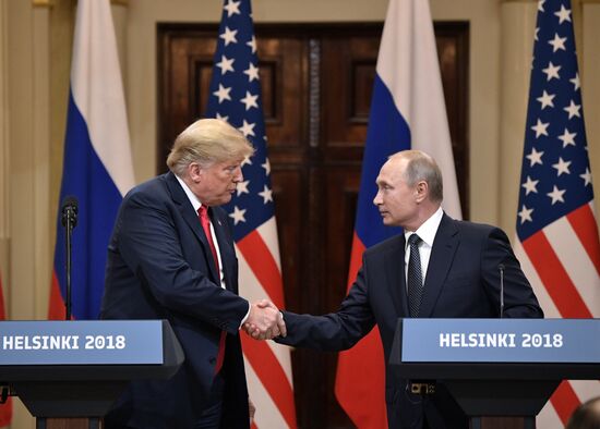 Russian President Vladimir Putin and US President Donald Trump meet in Helsinki