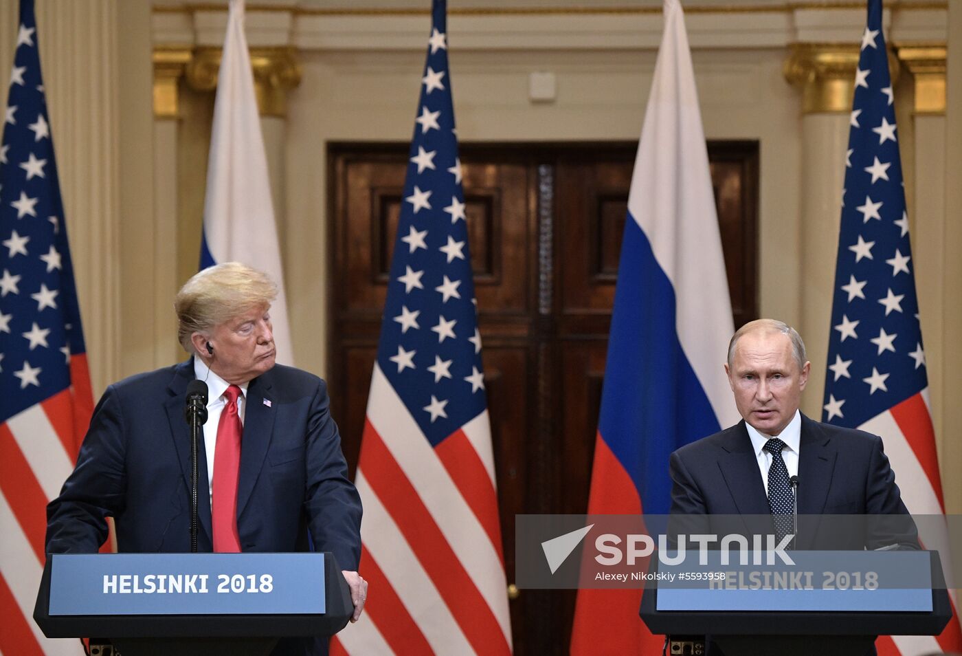 Russian President Vladimir Putin and US President Donald Trump meet in Helsinki