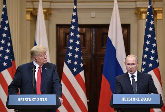 Russian President Vladimir Putin and US President Donald Trump meet in Helsinki