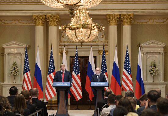 Russian President Vladimir Putin and US President Donald Trump meet in Helsinki