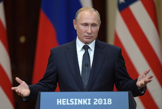Russian President Vladimir Putin and US President Donald Trump meet in Helsinki