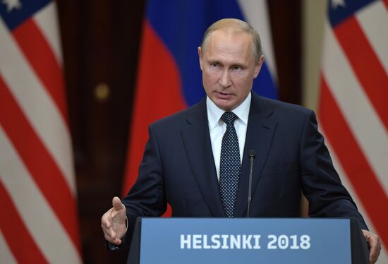 Russian President Vladimir Putin and US President Donald Trump meet in Helsinki