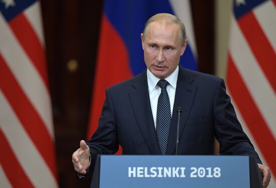 Russian President Vladimir Putin and US President Donald Trump meet in Helsinki