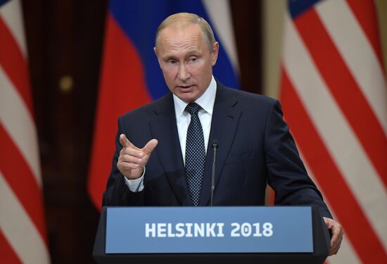 Russian President Vladimir Putin and US President Donald Trump meet in Helsinki