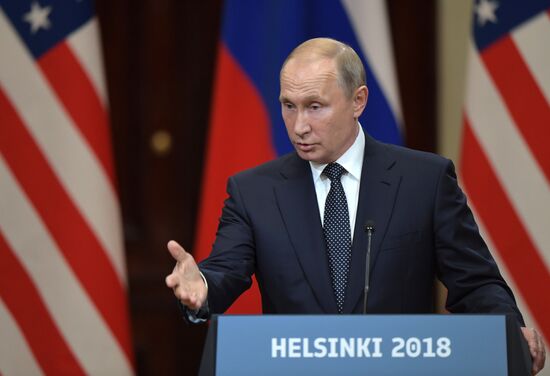 Russian President Vladimir Putin and US President Donald Trump meet in Helsinki