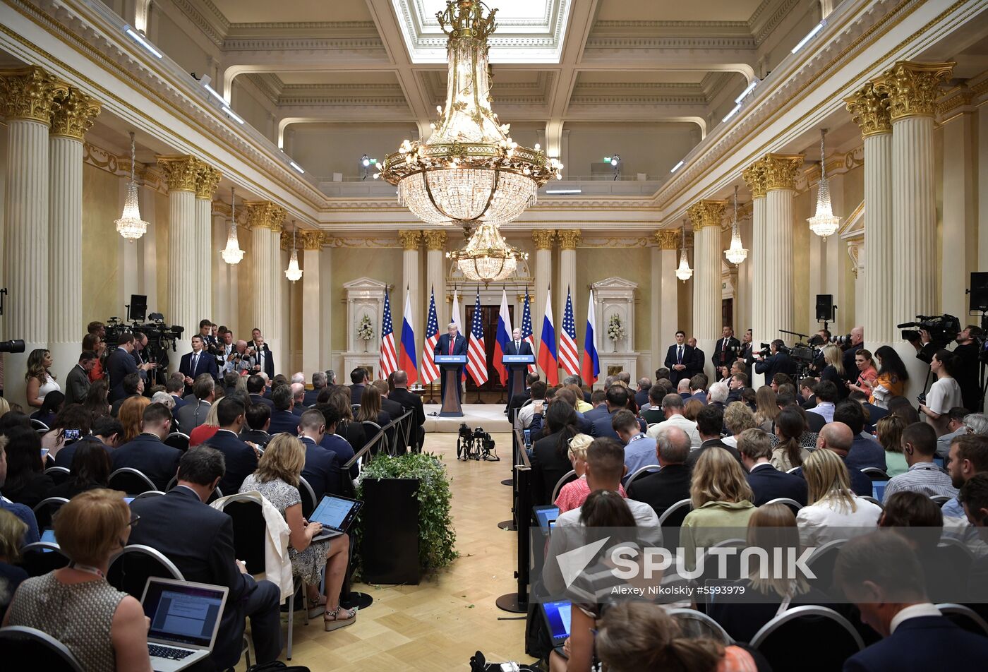 Russian President Vladimir Putin and US President Donald Trump meet in Helsinki