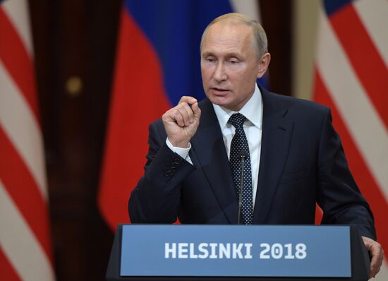 Russian President Vladimir Putin and US President Donald Trump meet in Helsinki
