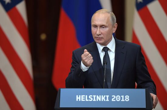 Russian President Vladimir Putin and US President Donald Trump meet in Helsinki