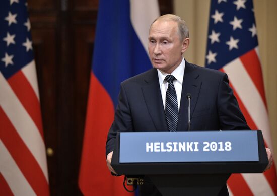 Russian President Vladimir Putin and US President Donald Trump meet in Helsinki