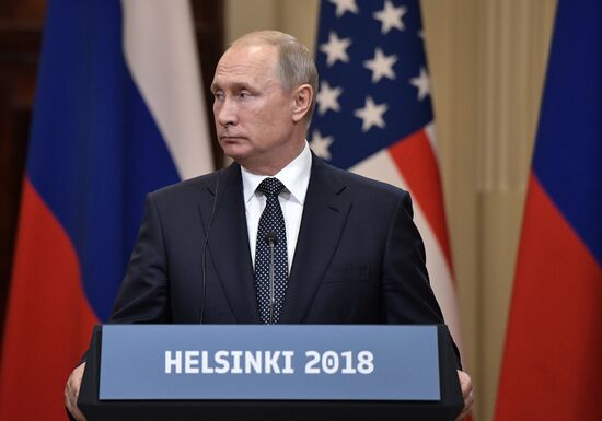 Russian President Vladimir Putin and US President Donald Trump meet in Helsinki