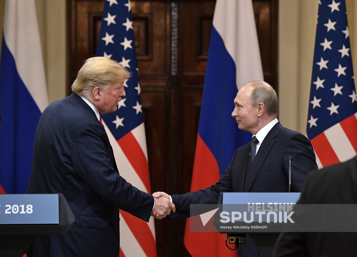 Russian President Vladimir Putin and US President Donald Trump meet in Helsinki