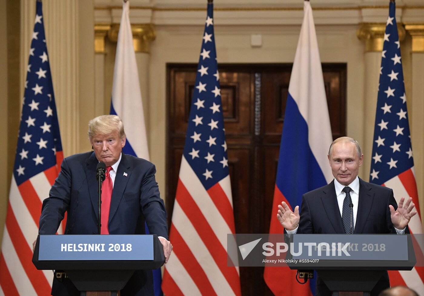 Russian President Vladimir Putin and US President Donald Trump meet in Helsinki