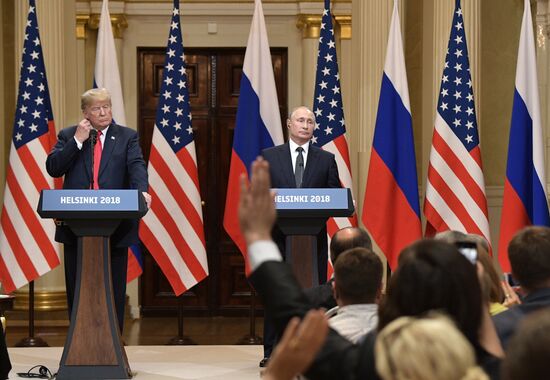 Russian President Vladimir Putin and US President Donald Trump meet in Helsinki