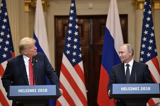 Russian President Vladimir Putin and US President Donald Trump meet in Helsinki