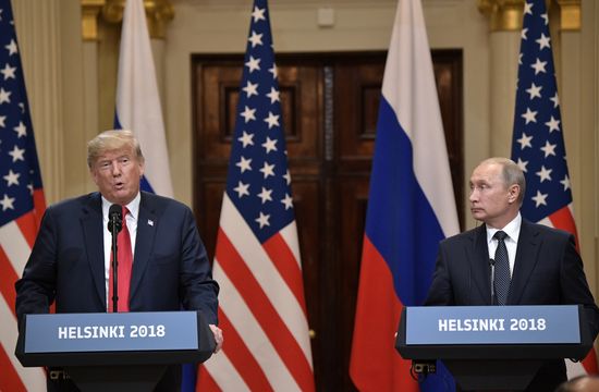 Russian President Vladimir Putin and US President Donald Trump meet in Helsinki