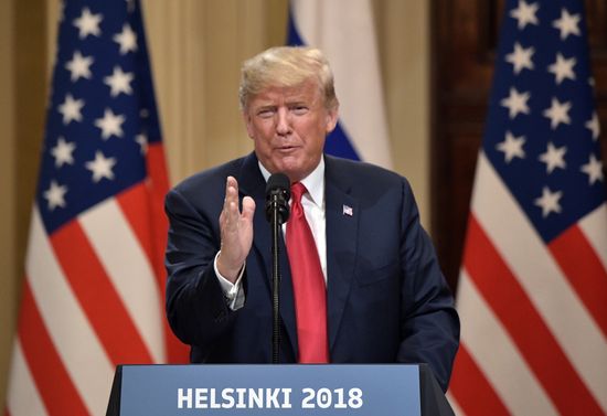 Russian President Vladimir Putin and US President Donald Trump meet in Helsinki