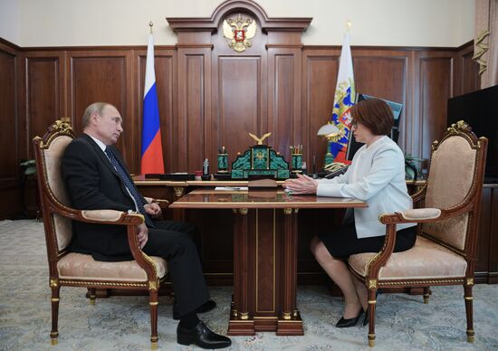 President Vladimir Putin meets with Central Bank Governor Elvira Nabiullina