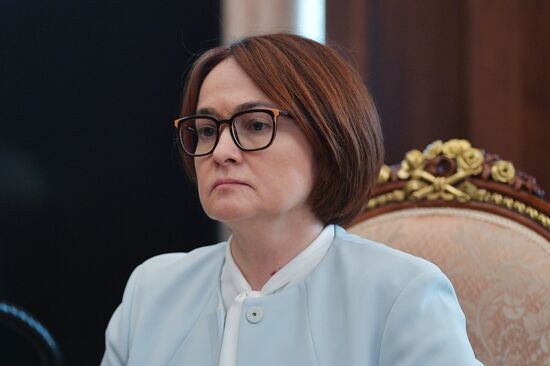 President Vladimir Putin meets with Central Bank Governor Elvira Nabiullina