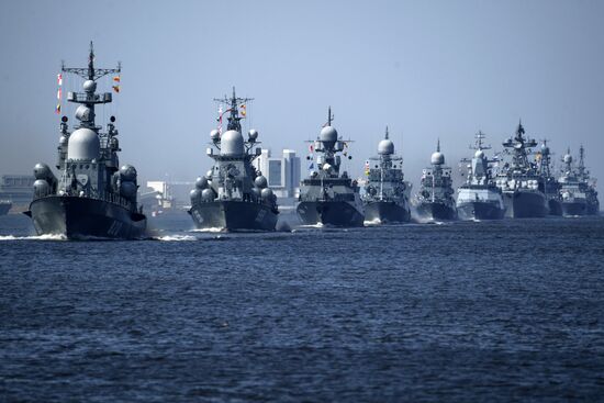 Naval parade rehearsal in Kronstadt