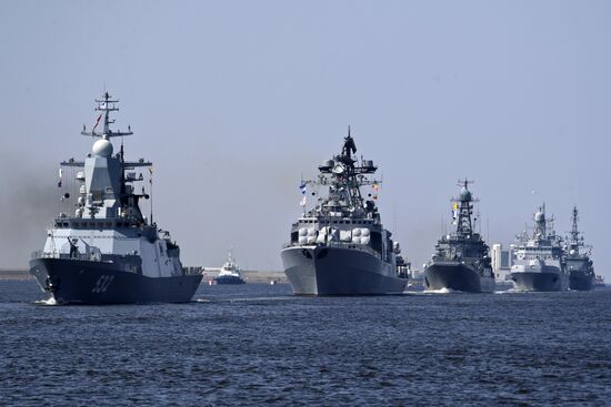 Naval parade rehearsal in Kronstadt