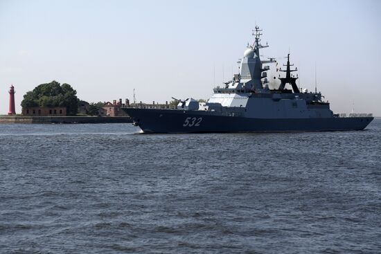Naval parade rehearsal in Kronstadt