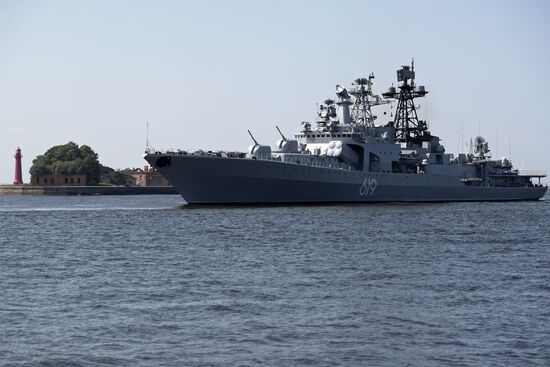 Naval parade rehearsal in Kronstadt