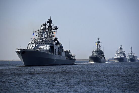 Naval parade rehearsal in Kronstadt