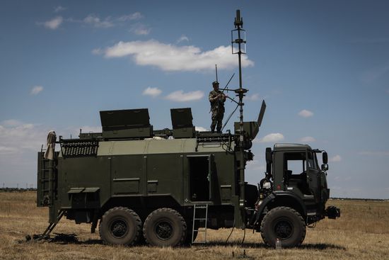 Stage of competition for field training among units of electronic warfare