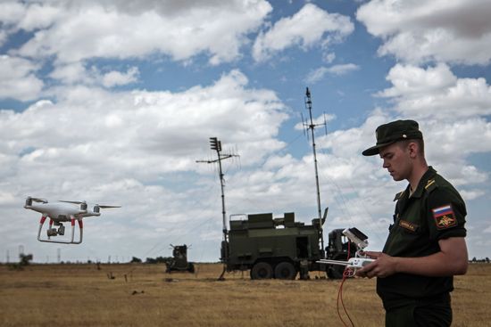 Stage of competition for field training among units of electronic warfare