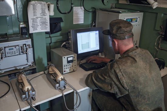Stage of competition for field training among units of electronic warfare