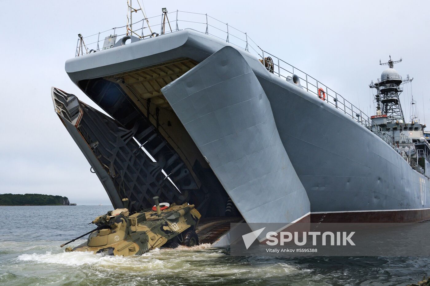 Naval infantry in training with BTR-82A armored personnel carriers in Vladivostok