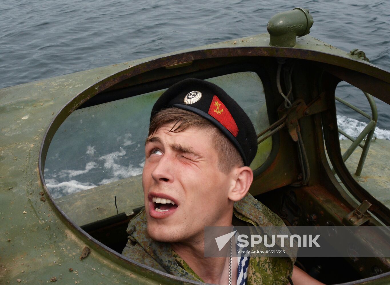 Naval infantry in training with BTR-82A armored personnel carriers in Vladivostok
