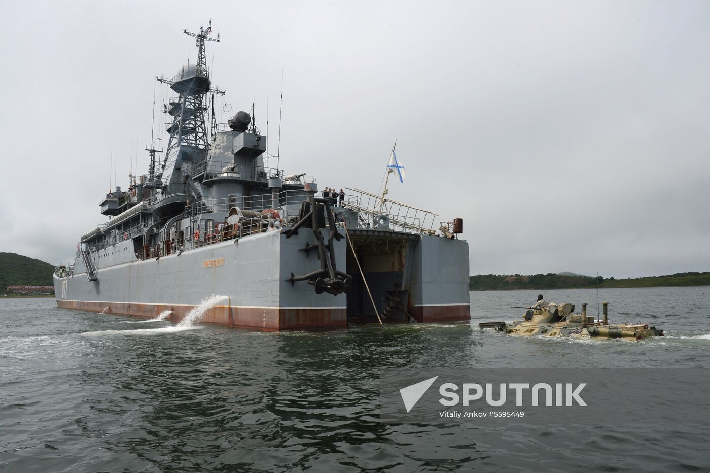 Naval infantry in training with BTR-82A armored personnel carriers in Vladivostok