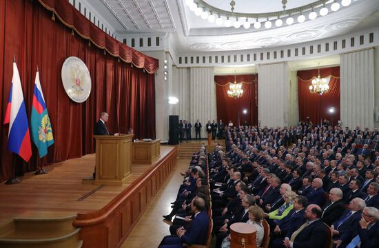 Russian President Vladimir Putin speaks at conference of Russian ambassadors and permanent representatives