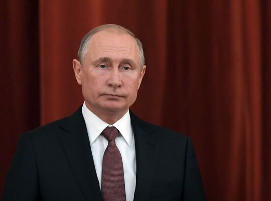 Russian President Vladimir Putin speaks at conference of Russian ambassadors and permanent representatives