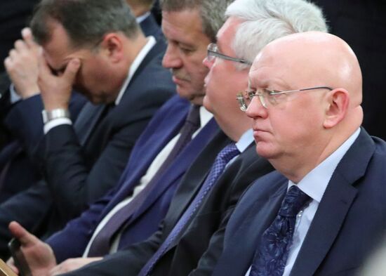 Russian President Vladimir Putin speaks at conference of Russian ambassadors and permanent representatives