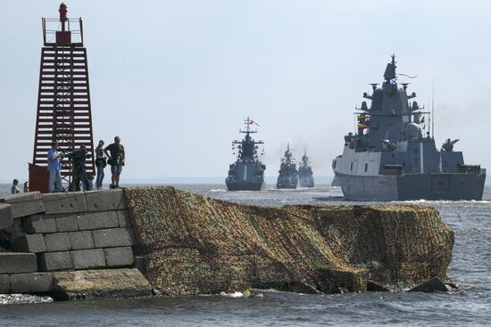 Navy Day parade rehearsal in Kronstadt